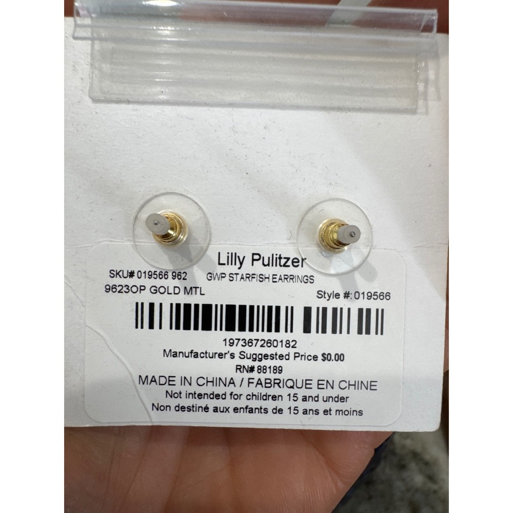 Lilly Pulitzer starfish-shaped‎ stud earrings adorned rhinestones NEW classic - Picture 3 of 5